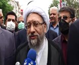 مصاحبه آیت الله آملی لاریجانی در حاشیه راهپیمایی روز قدس 9 اردیبهشت 1401