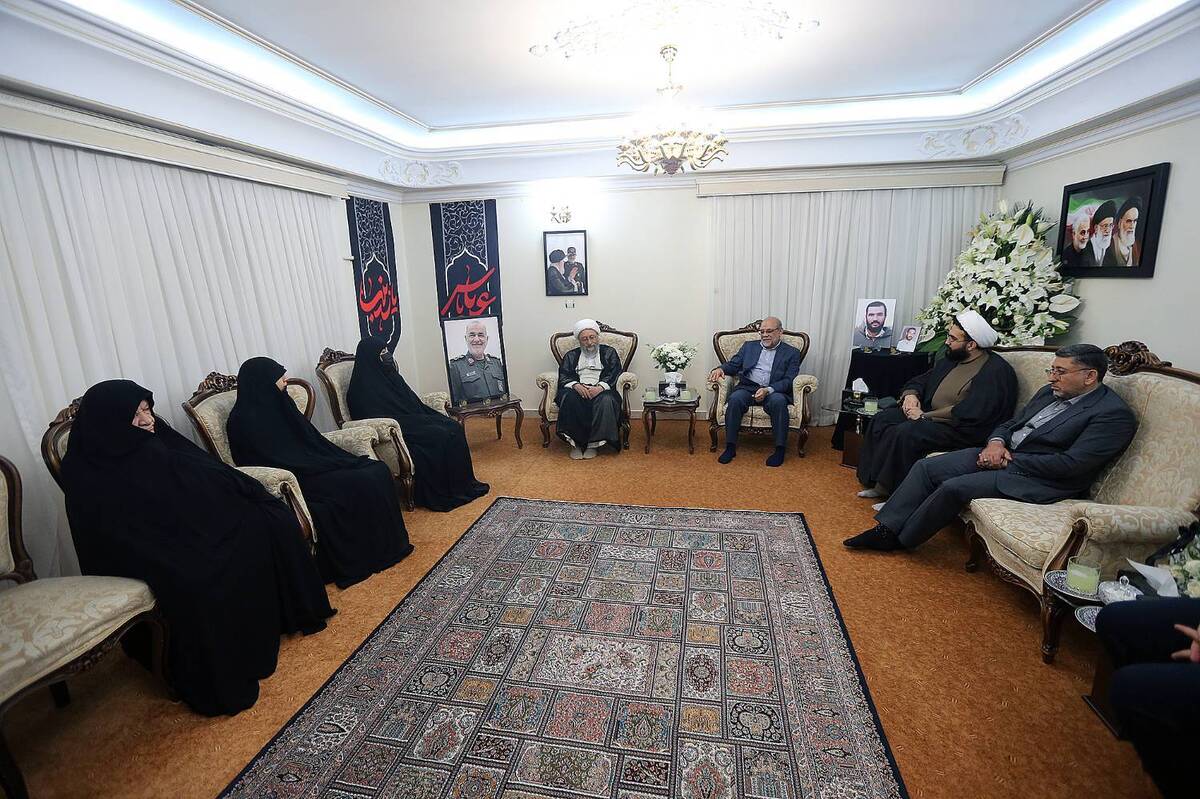 دیدار آیت‌الله آملی لاریجانی با خانواده سردار شهید سلامی